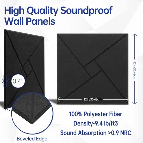 Vista 3 de of 12 Soundproof Foam Tiles Square Adhesive Wall Panel Polyester Panel Foam Panels Panels White