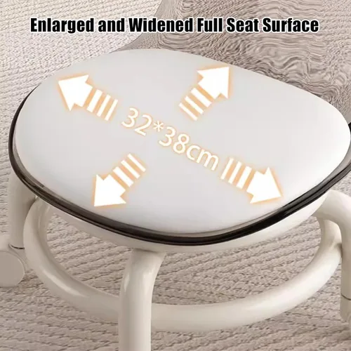 Vista 3 de Silla de polea de acrílico, taburete bajo con polea de respaldo, taburete ergonómico bajo para limpieza del hogar, taburetes de oficina, lavandería
