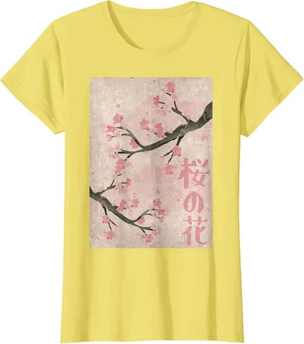 Vista 13 de Cherry Blossom Japanese Vintage Woodblock Japan Pink Sakura T-Shirt Asphalt Grey
