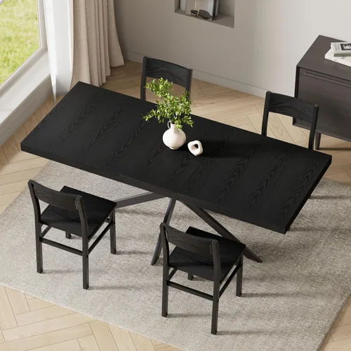Vista 8 de Mesa de comedor extensible para mesa de cocina de 4, 6, 8,55 a 70 pulgadas, color negro