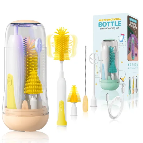 Vista 9 de Limpiador de cepillo eléctrico portátil con caja de almacenamiento, kit 4 Gris