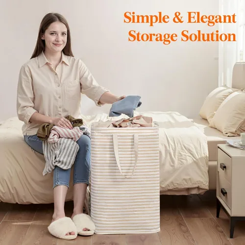 Vista 9 de Lifewit 75L x 2 Pack Collapsible Laundry Hamper Large,Tall Foldable Dirty Clothes Baskets Waterproof, Freestanding Double Bags with Easy Carry