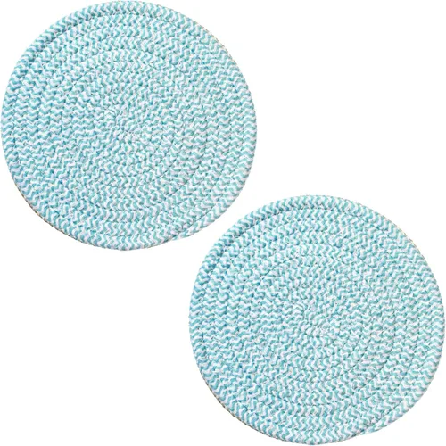 Vista 18 de Elegante posavasos trenzados con cable, juego de 4 (4 pulgadas, redondo, azul)