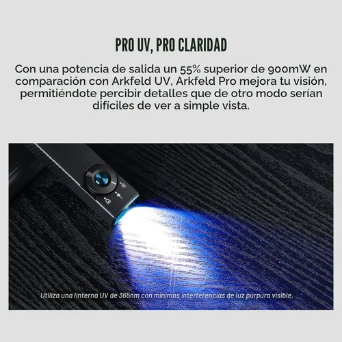 Vista 8 de OLIGHT Arkfeld Pro - Linterna plana recargable EDC color negro CW UV Light, Green Beam, White LED, 1300 Lumens, Portable Pocket Light, Magnetic