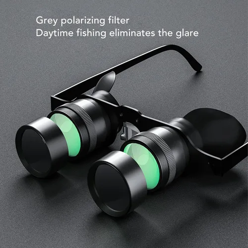 Vista 3 de Gafas binoculares manos libres para pesca, observación de aves, gafas de ópera con zoom 10X con lente polarizada, distancia de enfoque ajustable