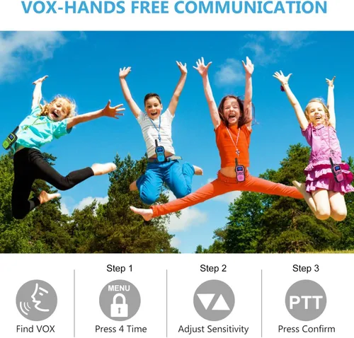 Vista 5 de Wishouse Walkie Talkies recargables para niños, paquete de 4 con 2 cargadores USB, radios bidireccionales de largo alcance para adultos y familia