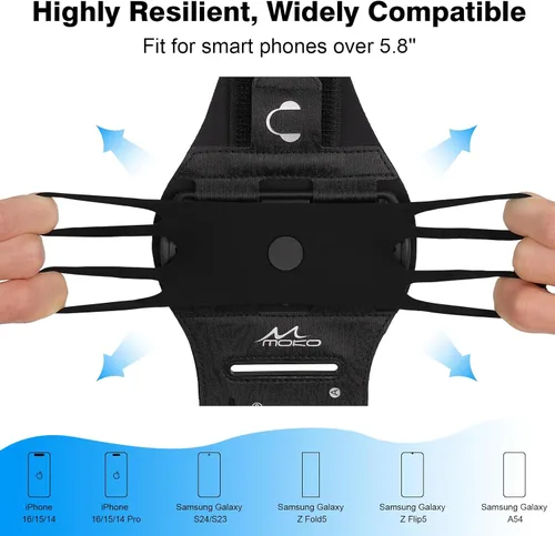 Vista 3 de MoKo - Soporte de teléfono para correr, brazalete giratorio de 360° Running armband fits phones over 5.8 inches and provides screen access, quick