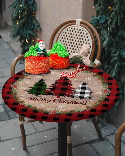 Vista 27 de Mantel ajustado para mesa redonda, mantel de otoño con hojas de otoño y calabaza de Acción de Gracias con borde elástico, mantel impermeable de Beige
