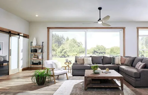Vista 7 de Kichler Imari 300365SBK - Ventilador de techo de 65 pulgadas en satén negro, moderno ventilador LED de 3 aspas para interiores y exteriores