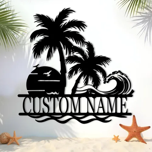 Vista 11 de Letreros de faro de metal personalizados Arte de pared de cabina al aire libre personalizado para playa costera Letrero de apellido Regalo
