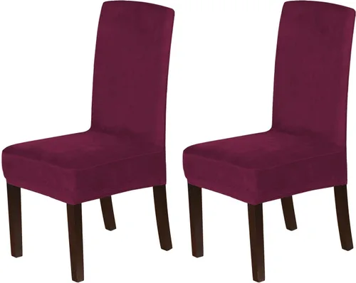 Vista 15 de Fundas elásticas de terciopelo para sillas de comedor, suaves, extraíbles y de comedor, color negro, 2