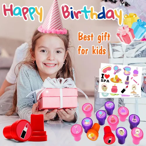 Vista 7 de 36 recuerdos de fiesta de spa, 24 tatuajes temporales y 12 sellos, ideal para fiestas de pijamas, decoración de tarjetas de cumpleaños, suministros