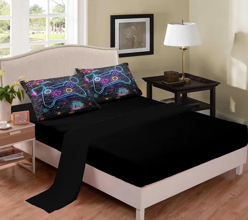 Vista 3 de MWMWMW Juego de edredón gaming de 5 piezas para niños, juegos de ropa de cama twin para niños, juego de edredón tamaño twin para niños con 1