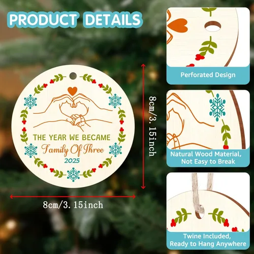 Vista 2 de Adornos de Navidad para bebés 2025, regalos para padres recién nacidos, regalos para parejas, primera vez, mamá, papá, anuncio de embarazo