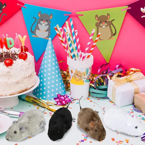 Vista 6 de ArtCreativity Juego de 4 juguetes de ratón, juguetes clásicos de broma para niños en 4 colores, recuerdos de fiesta de animales para niños,