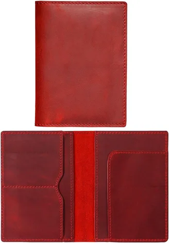 Vista 13 de HIFA Funda de cuero para pasaporte, funda para pasaporte hecha a mano con ranura para tarjetas y boletos, piel auténtica, diseño elegante, fácil