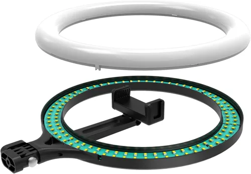 Vista 5 de Piezas de repuesto de luz de anillo de 10 pulgadas, regulables con 2 cabezales de bola universales, puerto USB, 10 W/5 V/2 A