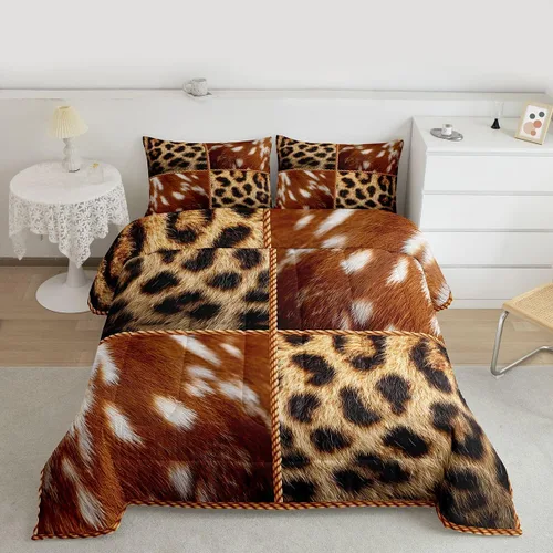 Vista 25 de Juego de ropa de cama de oso para niños y adolescentes, juego de edredón de animales salvajes para niños, adolescentes, naturaleza, vida silvestre