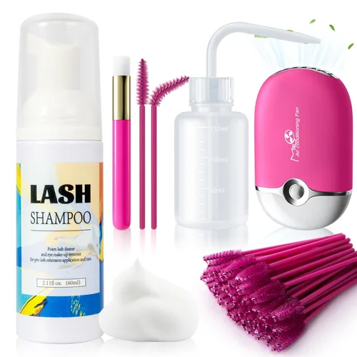 Vista 12 de Buqikma Kit de champú de pestañas para extensiones de 2.02 fl oz/60 ml