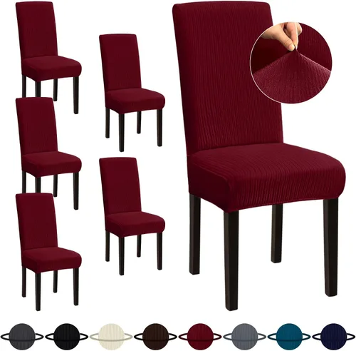Vista 29 de Sufdari Juego de 4 fundas para sillas de comedor, color beige, antideslizantes, de elastano, elásticas, para comedor, hotel (Grande)