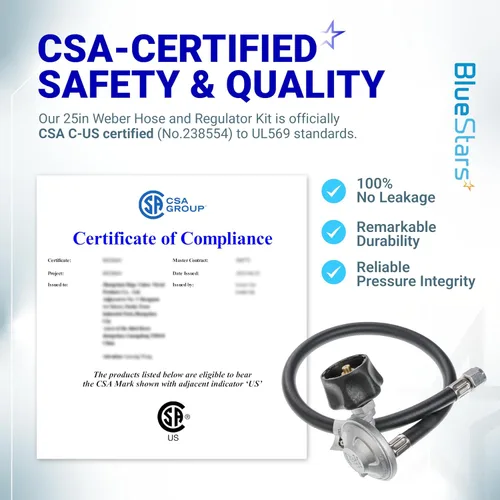 Vista 2 de BlueStars [Certificado CSA] 25 pulgadas para manguera Weber y kit de regulador para Spirit II (2017-2019), Spirit E310 E320 E210, Genesis II