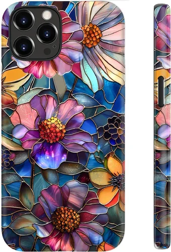 Vista 40 de Funda para iPhone 12 Mini, compatible con carga inalámbrica, protección de doble capa con elegante diseño de flores silvestres, silicona suave +