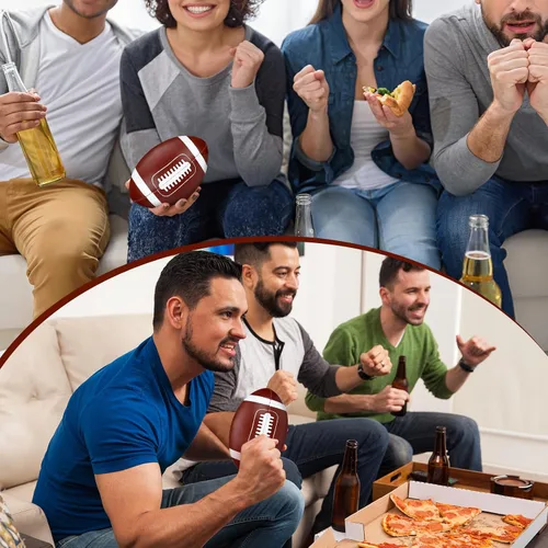 Vista 6 de Pelota de fútbol suave suave de 6 pulgadas, mini fútbol marrón pequeño para jugar en interiores, juego de atrapado, decoración deportiva, accesorios