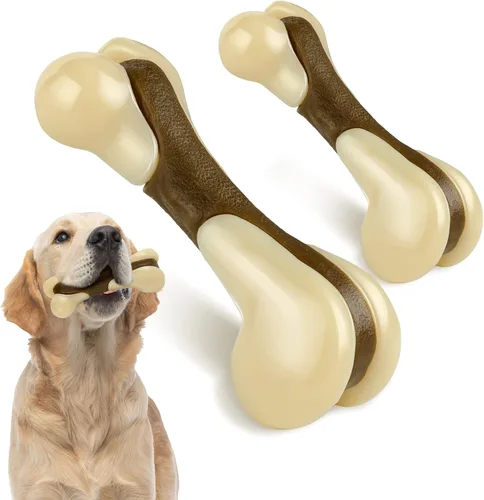 Vista 12 de Sosation Juguetes para perros en forma de huesos para masticadores agresivos, paquete de 2 juguetes navideños para masticar perros, dentición