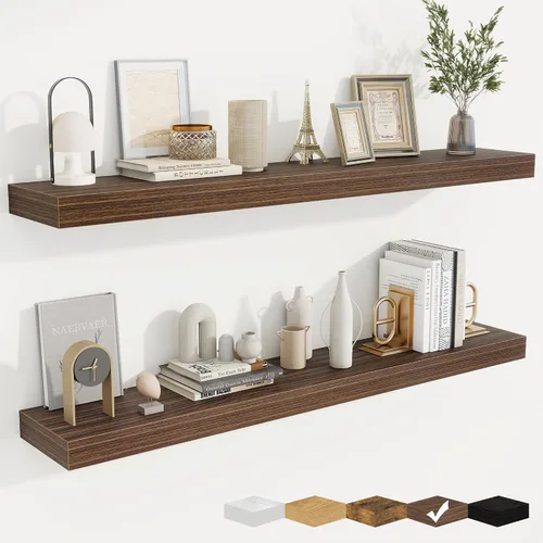 Vista 36 de fuqing Estantes flotantes para pared, estante flotante de madera montado en la pared con soportes invisibles para sala de estar, baño, dormitorio