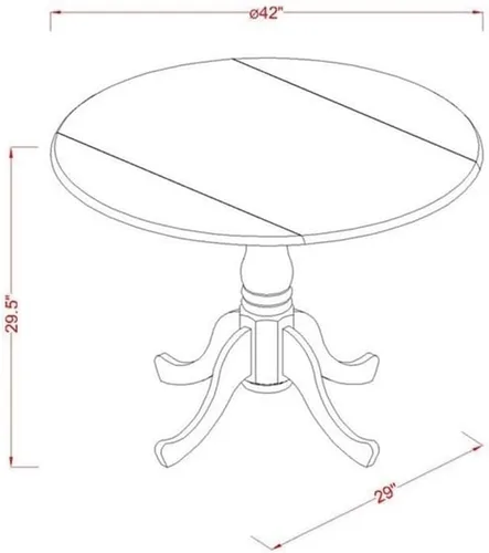Vista 5 de East West Furniture DMGR3-LWH-W - Juego de comedor de 3 piezas que contiene una mesa de comedor redonda con gotas y 2 sillas de cocina, 42 x 42