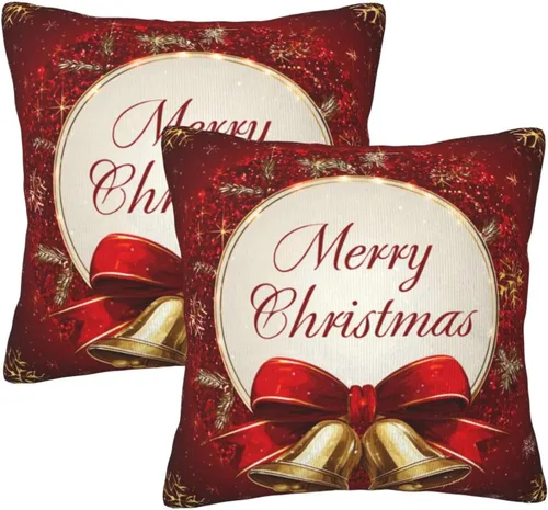 Vista 34 de Fundas de Almohada Flor de Pascua Dorada Copo de Nieve Navidad Xmas Juego de 2 Fundas de Almohadas Cuadradas Funda de Cojín Fundas de Almohadas