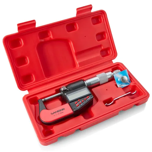 Vista 7 de Micrómetro exterior digital profesional con punta de carburo 0-1"/0-25mm Rango de medición - 0.00005" / 0.001mm Precisión con tope de trinquete