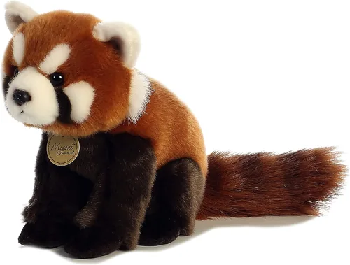 Vista 2 de Aurora® Adorable panda rojo de peluche Miyoni®, detalle realista, compañía entrañable, marrón, 9 pulgadas