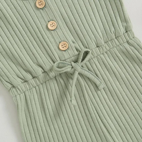 Vista 90 de Traje de verano para niña pequeña, de manga corta, acanalado, overol liso, pantalones cortos, ropa para recién nacidos
