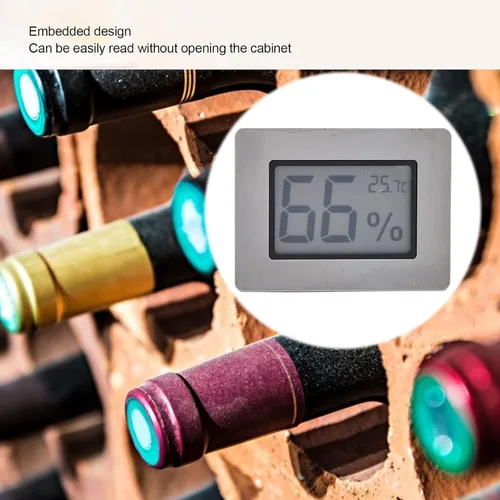 Vista 4 de Termómetro higrómetro Guitarra Caso Gabinete de vino Humidor Medidor Integrado Termo Higrómetro con Electrónico
