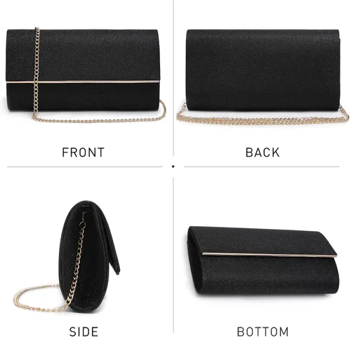 Vista 3 de Dasein Bolso de noche para mujer, bolso de mano con purpurina para boda, bolso de novia brillante para cóctel, fiesta, baile de graduación