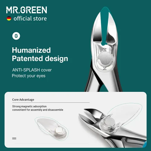 Vista 4 de MR.GREEN Cortaúñas para uñas de los pies, antisalpicaduras, profesionales, encarnadas, gruesas, duras, herramientas de pedicura, juegos de manicura