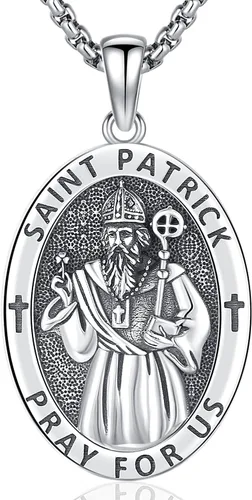 Vista 24 de Aniu 925 Sterling Silver Saint Medal Necklace Religious Amulet Jewelry Gift Concha de abulón - Redondo - Collar de San Cristóbal - H