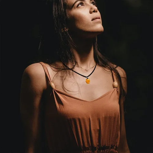 Vista 6 de Collar con colgante de zorro de piedra gema para mujeres y hombres
