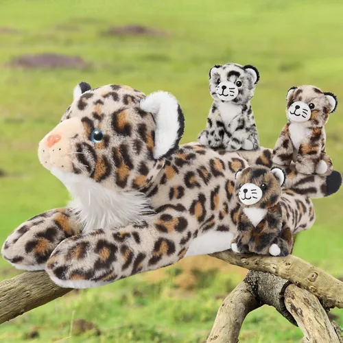 Vista 7 de MaoGoLan - 4 piezas de animales de peluche de leopardo con bebés, guepardo a granel Multicolorido