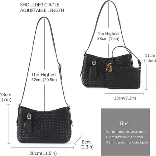 Vista 5 de Woven Handbag for Women, Woven Crossbody Bags for Women, Designer Ladies Hobo Bag Bucket Purse Faux Leather