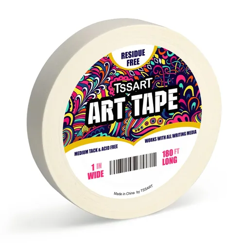 Vista 8 de Cinta adhesiva blanca para arte de tacto medio - Cinta adhesiva de artistas para dibujo de arte, pintura de acuarela, marco de lienzo - Libre