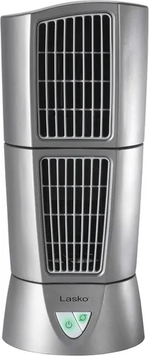 Vista 3 de Lasko Wind Tower Platinum - Ventilador de escritorio compacto para el hogar con 3 velocidades, oscilación generalizada, 14 pulgadas, gris, 4910