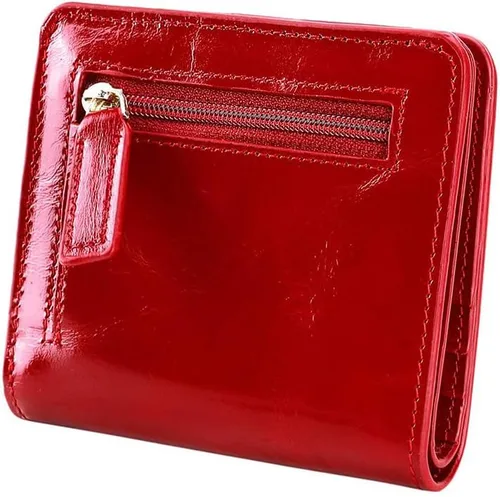 Vista 14 de Itslife - Cartera de piel con cierre de cremallera para mujer, tamaño pequeño, con ventana para identificación, marrón (Waxed Brown)), 1301