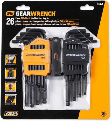 Vista 6 de Gearwrench - 83505 - Juego de 26 llaves hexagonales SAE/métricas con punta de bola y brazo largo