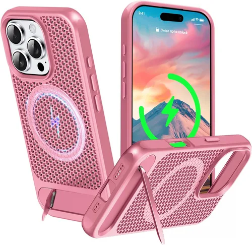 Vista 60 de Funda magnética de disipación de calor para iPhone 13 Pro Max, para MagSafe, protección contra caídas Coolingf, funda con función atril ajustable