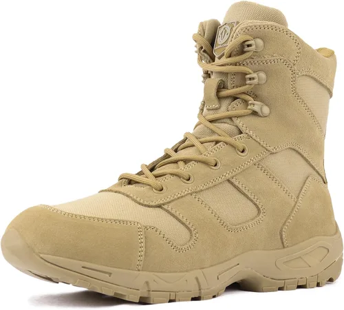Vista 8 de QUNLON Botas de combate militares tácticas ligeras desierto selva ejército trabajo al aire libre motocicleta botas cremallera lateral