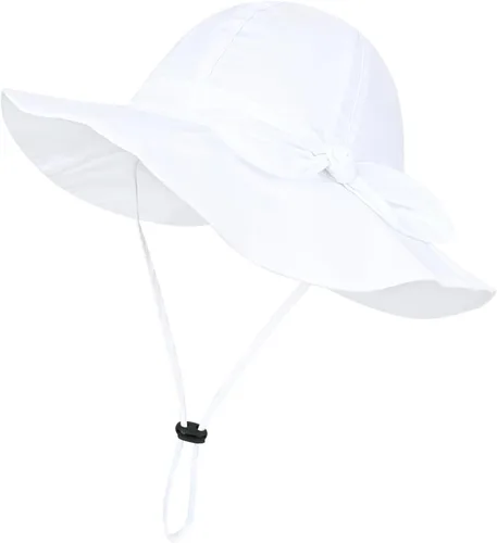 Vista 10 de Toddler Kids Baby Girl Sun Hat Floppy Cotton Summer Hat 50+ SPF Protective 04/Flor/Blanco