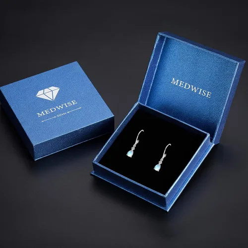 Vista 8 de Aretes de piedra lunar con cierre de palanca, turquesa, piedra lunar, circonita cúbica, piedra natal, aretes de palanca para mujer, aretes colgantes
