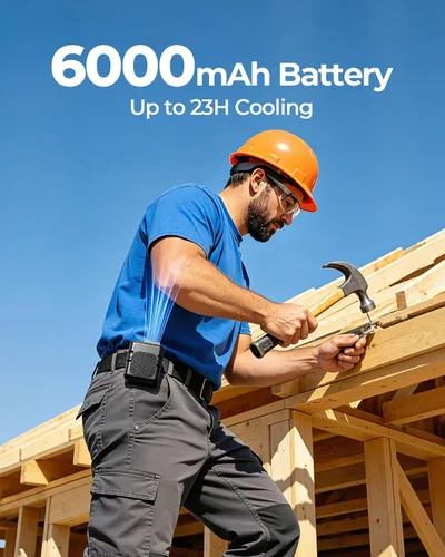 Vista 2 de SLENPET Ventilador portátil con clip de cintura, ventilador de collar con batería de 6000 mAh, 23 horas de tiempo de trabajo, 3 velocidades, 5100
